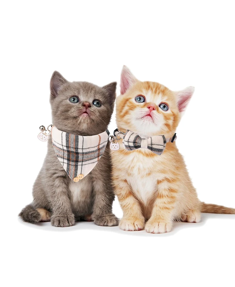 Aronkl Floral Cat Collar with Removable Bowtie Bandana Bell Breakaway Adjustable Cute Flower Kitten