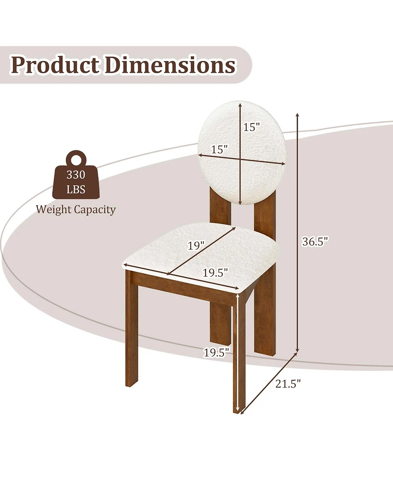 Gymax 4PCS Dining Chairs Upholstered Sherpa Fabric Kitchen Chairs w/ Rubber Wood Legs
