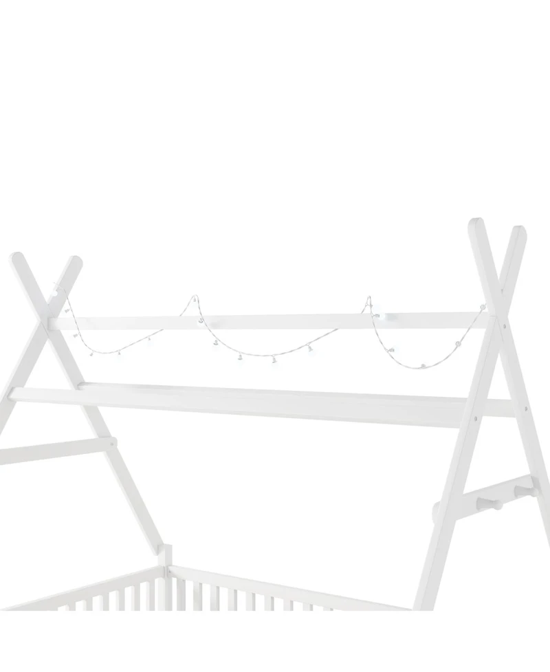 Streamdale Furniture House Bed with Light, Low Floor, Fence and Roof