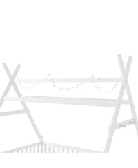 Streamdale Furniture House Bed with Light, Low Floor, Fence and Roof