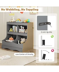 Sugift Toy Storage Organizer 4-Cubby Kids Bookcase for Toys and Books