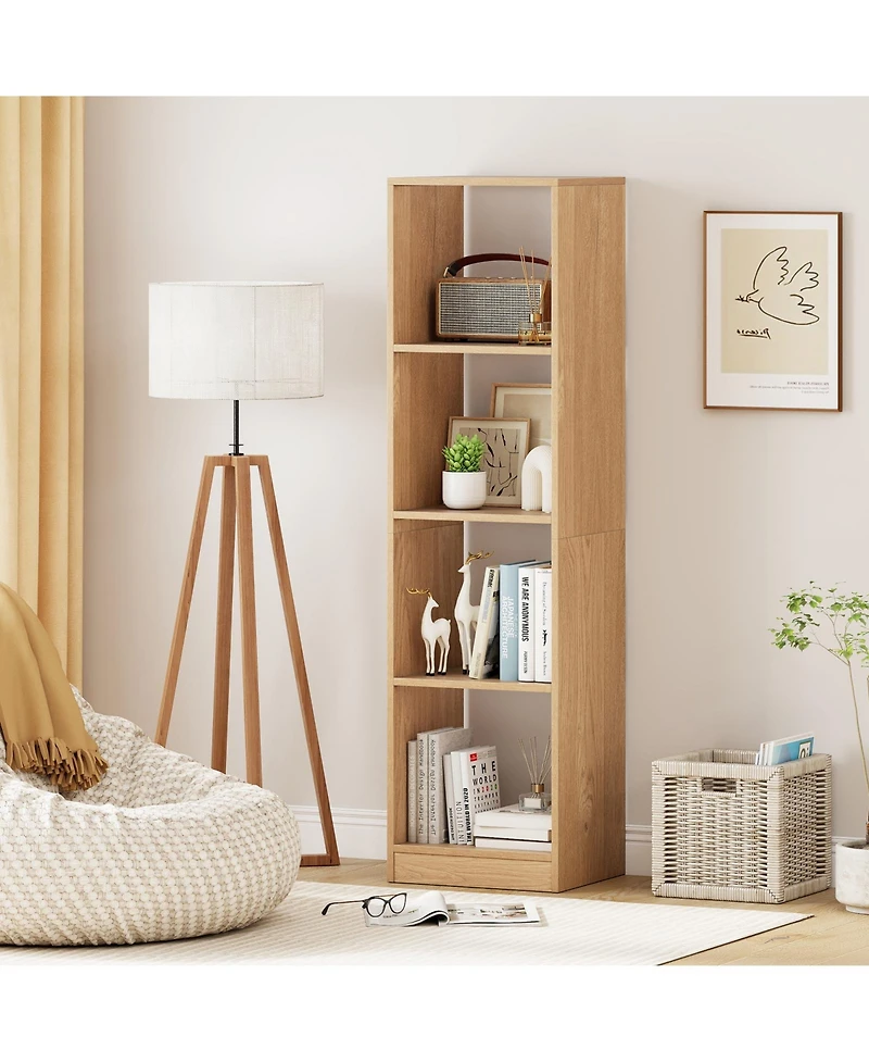 Sugift 5 Tiers 4-Cube Narrow Bookshelf with 4 Anti-Tipping Kits