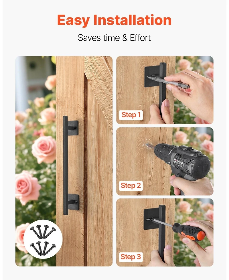 Sugift Barn Door Handle, 2Pcs 12.6" Rustic Steel Gate Handles for Outdoor Use