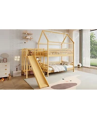 Streamdale Furniture House Bunk Bed with Slide and Storage Stairs
