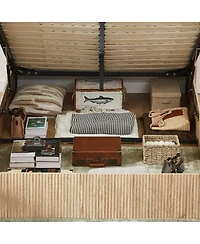 Streamdale Furniture Queen Oak Hydraulic Lift Storage Bed Frame