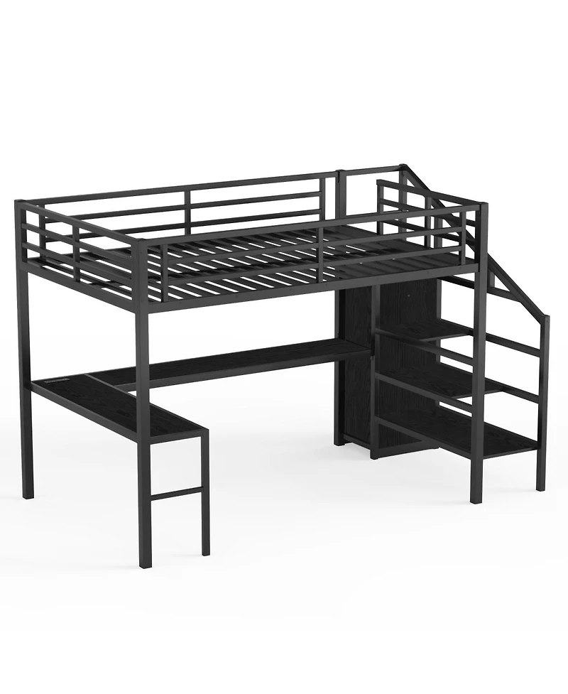 Streamdale Furniture Xl Loft Bed w/Desk, Wardrobe, Usb, Led