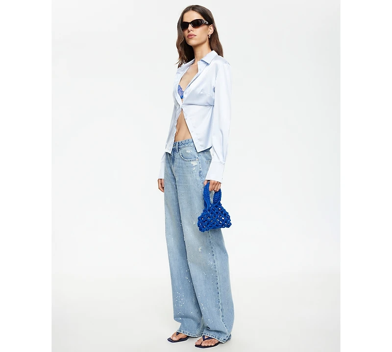 Lioness Women's Diamante Straight Cotton Jeans