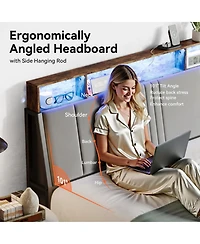 Sailvan Bed Frame, Metal Platform Bed with Headboard, Underbed Storage and Ergonomic Headboard for Support, No Box Spring Needed