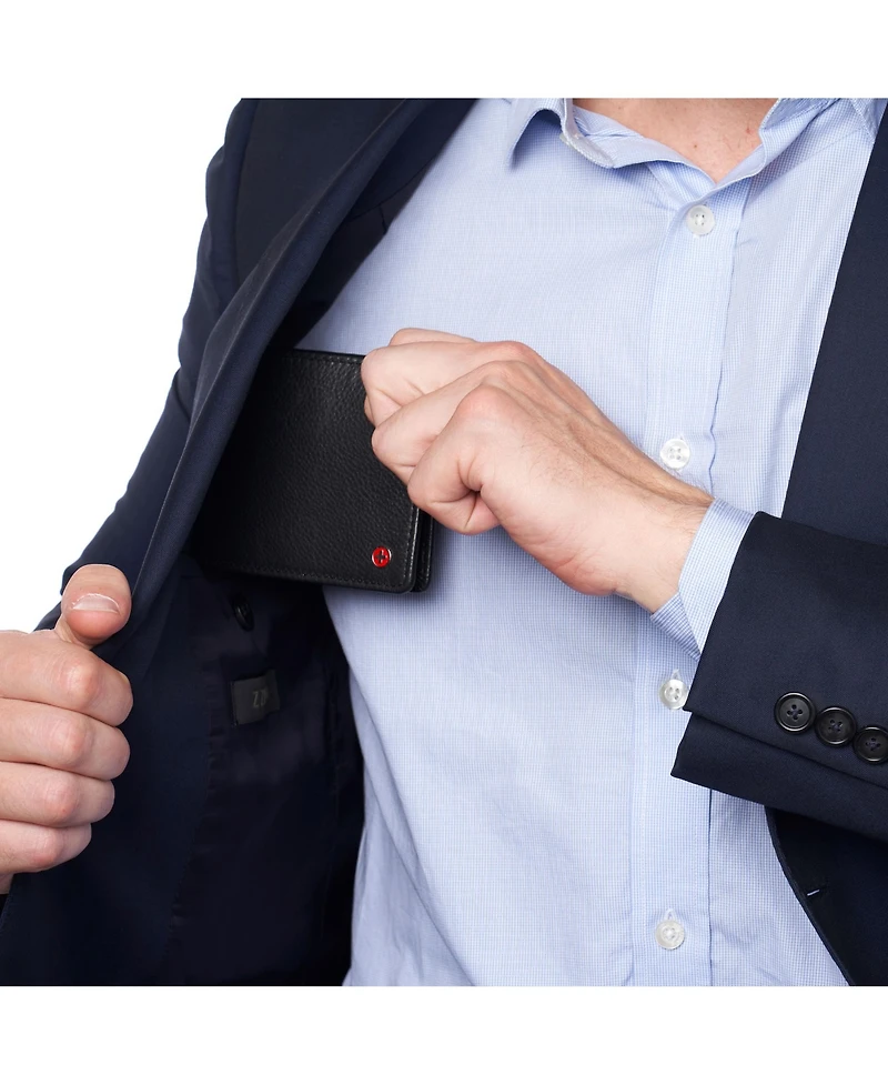 Alpine Swiss Mens Genuine Leather Passcase Bifold Wallet Rfid Safe 2 Id Windows