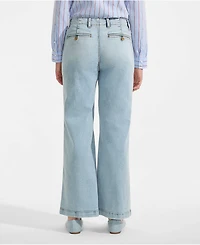 Lands' End Women's Recover Denim Mid Rise Wide Leg Ankle Jeans