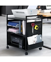 Mythinglogic 3-Tier Rolling Stand with Pegboard