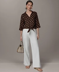 Donna Karan Weekend Women's Printed Collared Neck Blouse