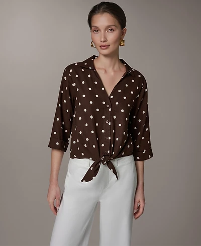 Donna Karan Weekend Women's Printed Collared Neck Blouse