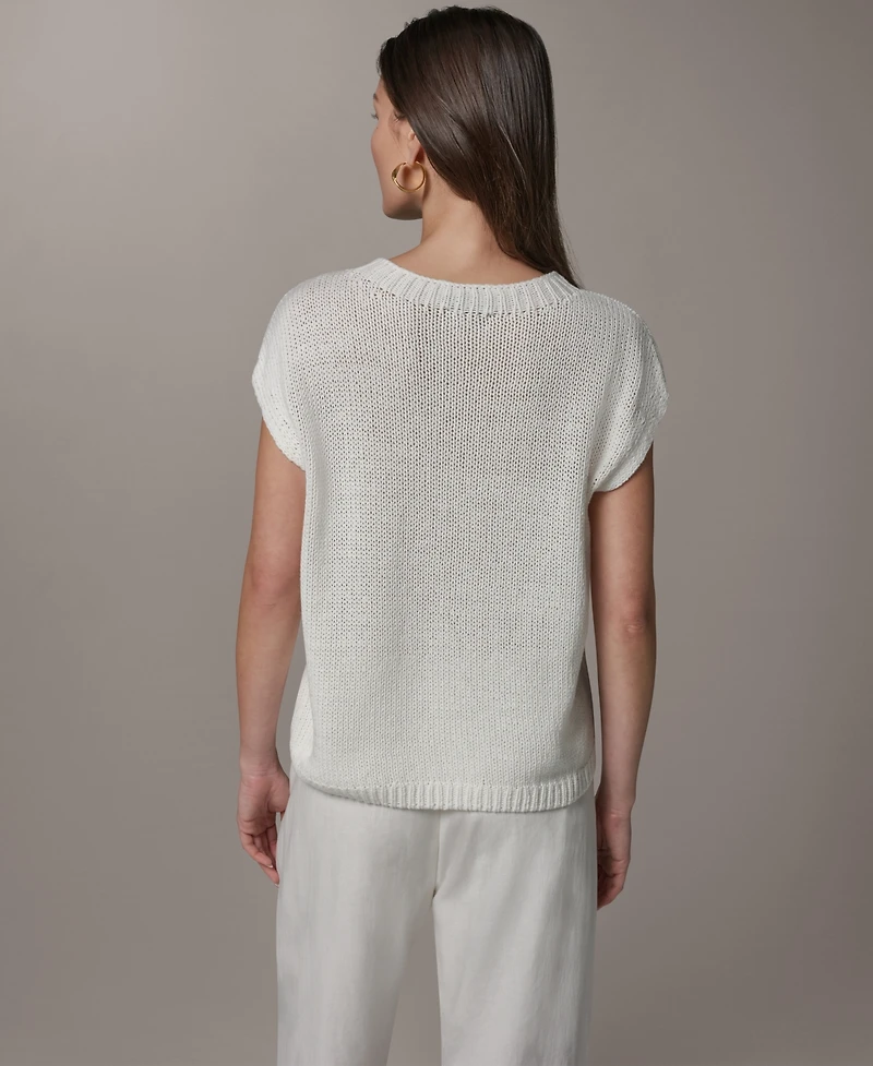 Donna Karan Weekend Women's Crewneck Floral Embroidered Sweater