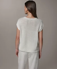 Donna Karan Weekend Women's Crewneck Floral Embroidered Sweater