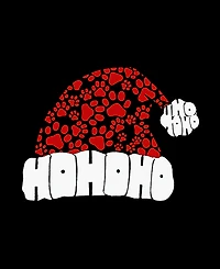La Pop Art Women's Premium Blend Paw Print Santa Hat Word T-Shirt