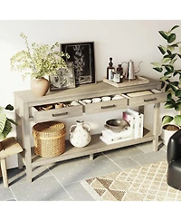 Streamdale Furniture 59.1" Farmhouse Entryway Table with 3 Drawers and Bottom Shelf.