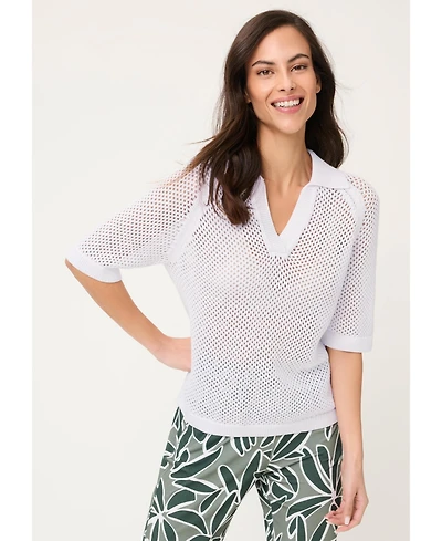 Olsen Women's Ajour Knit Polo Sweater