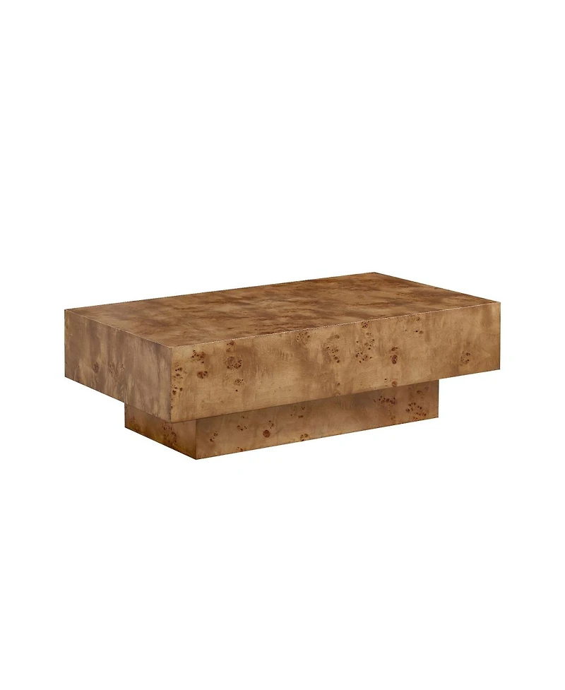 Streamdale Furniture Burl Wood Veneer Coffee Table, Mid-Century Modern Rectangle Table for Living Room