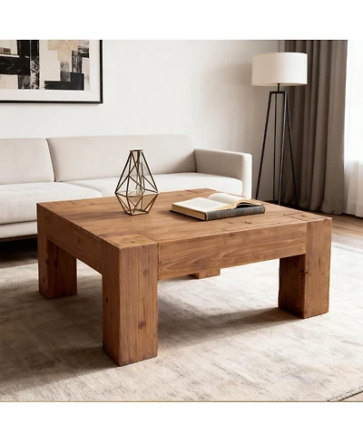 Streamdale Furniture Solid Wood Coffee Table: Japanese Wabi-Sabi & Modern Minimalist