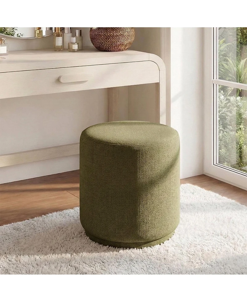 Maison Boucle 360 Swivel Upholstered Ottoman Footstool, Round Accent Stool