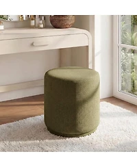 Maison Boucle 360 Swivel Upholstered Ottoman Footstool, Round Accent Stool