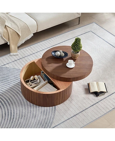 Streamdale Furniture Modern Round Coffee Table with Storage Accent Tea Table