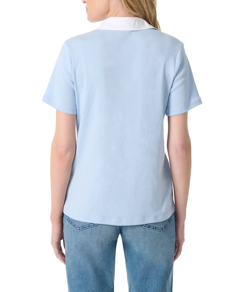 Gloria Vanderbilt Women's Point-Collar Short-Sleeve Polo Top