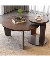 Streamdale Furniture Nesting Round Wood Coffee Table Set (2-Piece)
