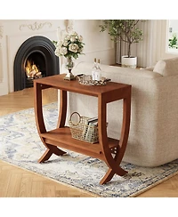 Tribesigns Solid End Table, 2-Tier Couch Side Table with Arched Legs