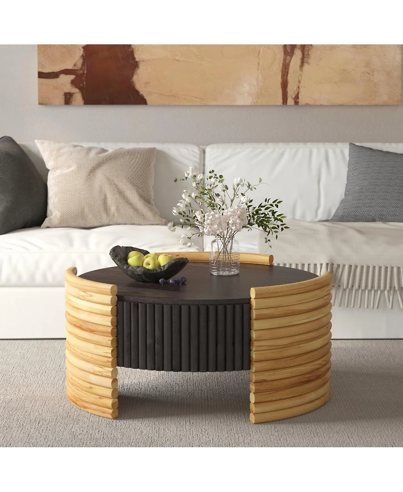 Streamdale Furniture Modern Colorblocked Striped Coffee Table with Flip Top Storage