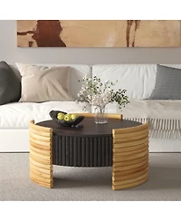 Streamdale Furniture Modern Colorblocked Striped Coffee Table with Flip Top Storage