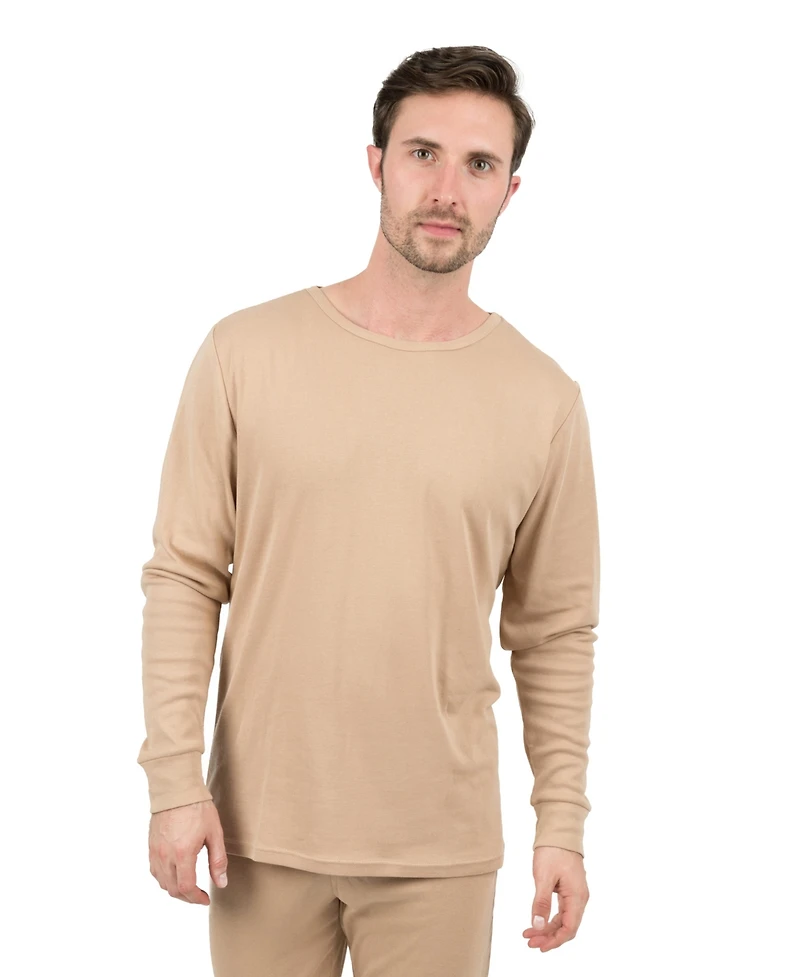 Leveret Men's Matching Family Two Piece Cotton Long Sleeve Shirt and Pants Solid Color Pajamas