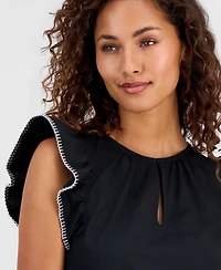 Anne Klein Women's Stitch Flutter Sleeve Blouse