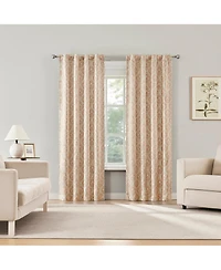 Sun Zero Lanet Vintage Ogee Magnetic Closure Blackout Back Tab Curtain Panel Pair