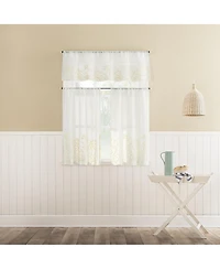 No. 918 Madeira Embroidered Floral Sheer Rod Pocket Kitchen Curtain Tier Pair