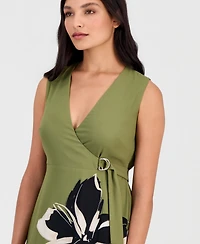 Anne Klein Women's Faux-Wrap A-Line Midi Dress
