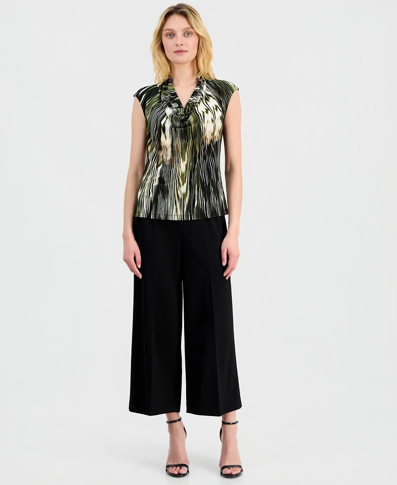 Anne Klein Women's Printed Cowlneck Sleeveless Top