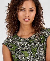 Anne Klein Women's Printed Sleeveless Boat-Neck Top