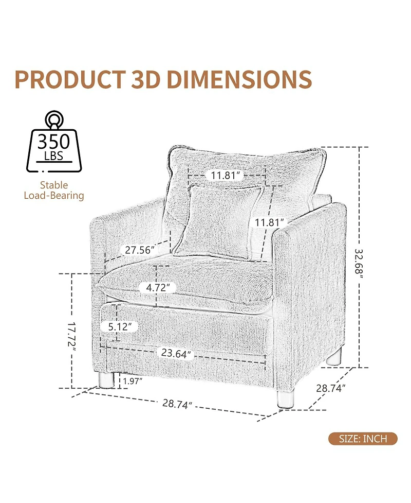 Streamdale Furniture Padded Armchair with 3-Pillow Comfort Set