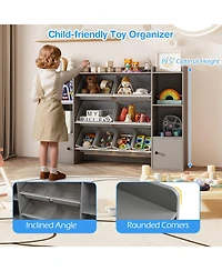 Sugift Kids Toy Storage and Bookshelf with Boxes and Open Shelves