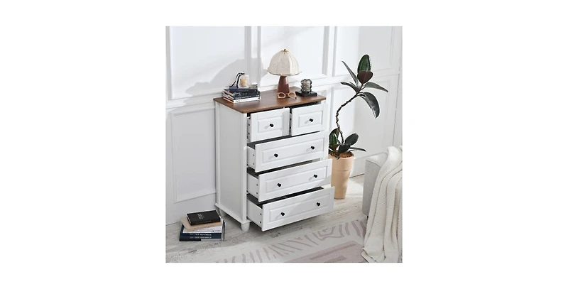 Flynama 5 Drawer Elegant Dresser Storage Cabinet for Closet Home Furniture With Spacious Drawers Easy Assembly