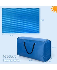 Gouun Rectangle Solar Pool Blanket 40 x 20 ft, 12-mil Heat Retaining Cover with Carrying Bag