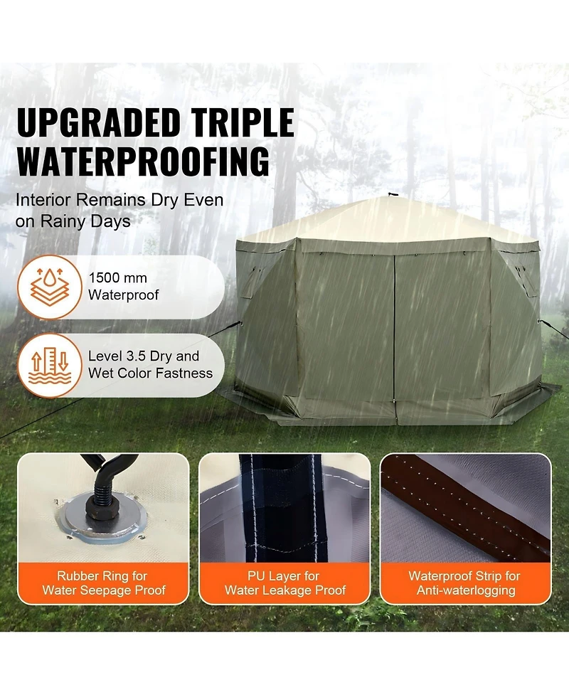 Gouun 12 x 12 ft Pop-Up Gazebo Screen Tent with 6 Wind Cloths