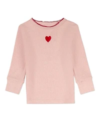 MeMoi Baby Girls Heart Embroidered Textured 2 Pc Lounge Set