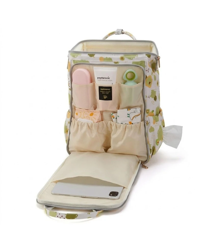 Sunveno Wide Open Frame Diaper Bag Backpack with Insulated Bottle Pockets