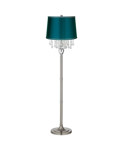 360 Lighting Modern Floor Lamp 62.5" Tall Crystal Chandelier Satin Drum Shade for Living Room Reading Bedroom Office