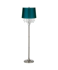 360 Lighting Modern Floor Lamp 62.5" Tall Crystal Chandelier Satin Drum Shade for Living Room Reading Bedroom Office