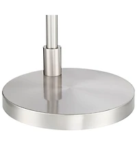 Possini Euro Design Vogue Modern Floor Lamps with Tray Tables 60" Tall Set of 2 Brushed Nickel Usb Charging Port Double Shade for Living Room Bed