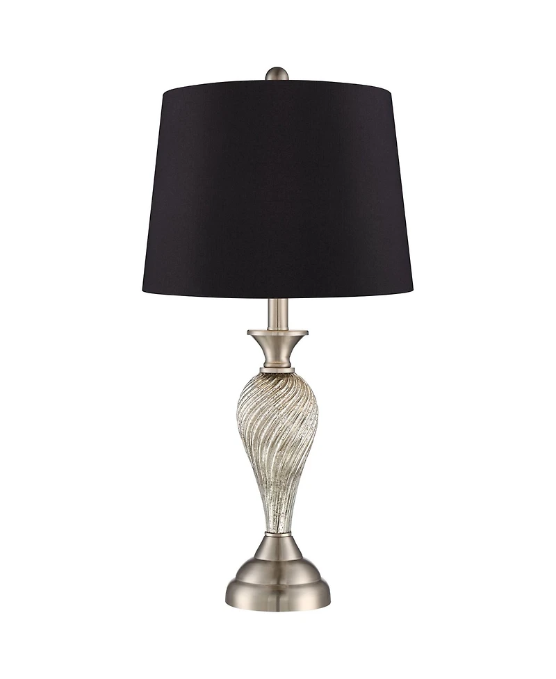 Regency Hill Arden 25" High Twist Modern Table Lamps Set of 2 Brushed Nickel Finish Mercury Glass Shade Living Room